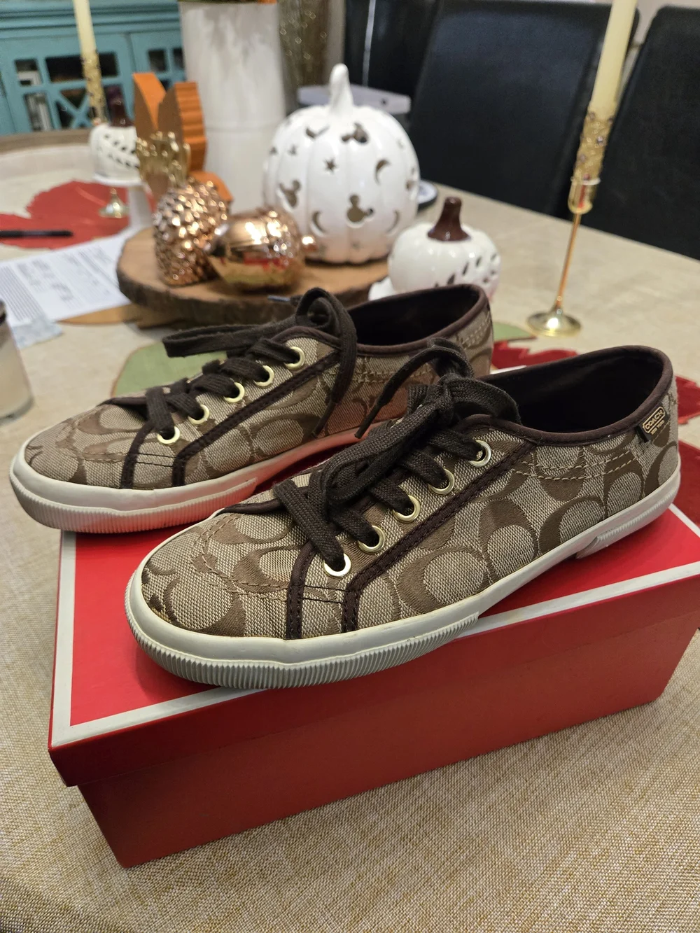 Coach Women’s Brown Signature Canvas Sneakers 6.5M